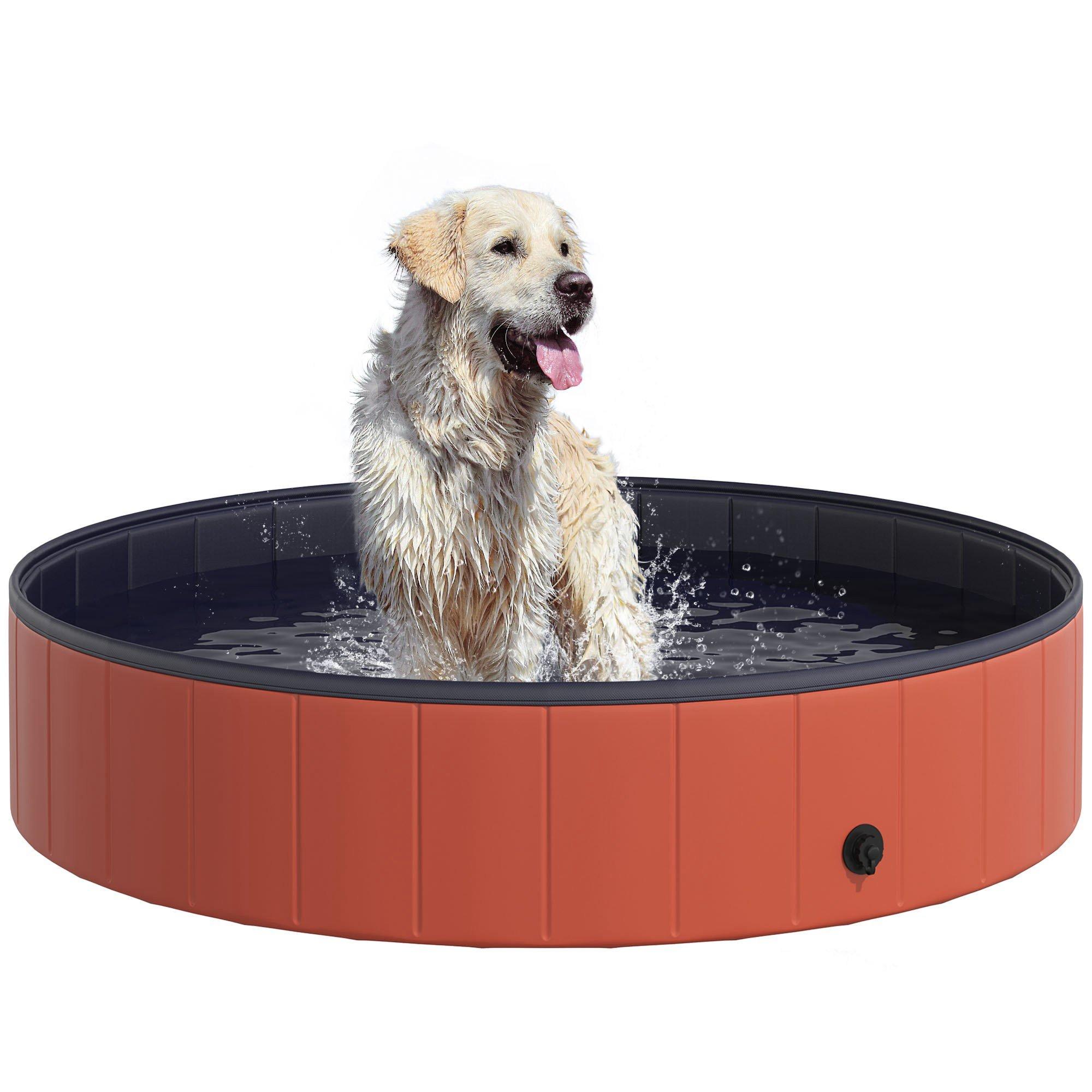 PawHut Dog Paddling Pool Dog Swimming Pool Cat Puppy Indoor Outdoor Foldable