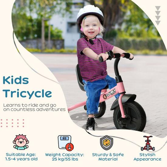 HOMCOM Kids Children Tricycle Baby Pedal Ride on Trike 3 Wheels Toddler Safety Toy 4
