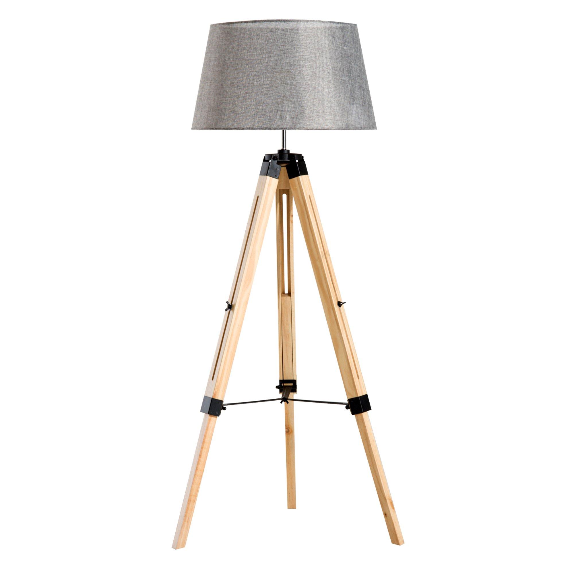 Classic Floor Lamp with Wooden Tripod  Base Adjustable Height