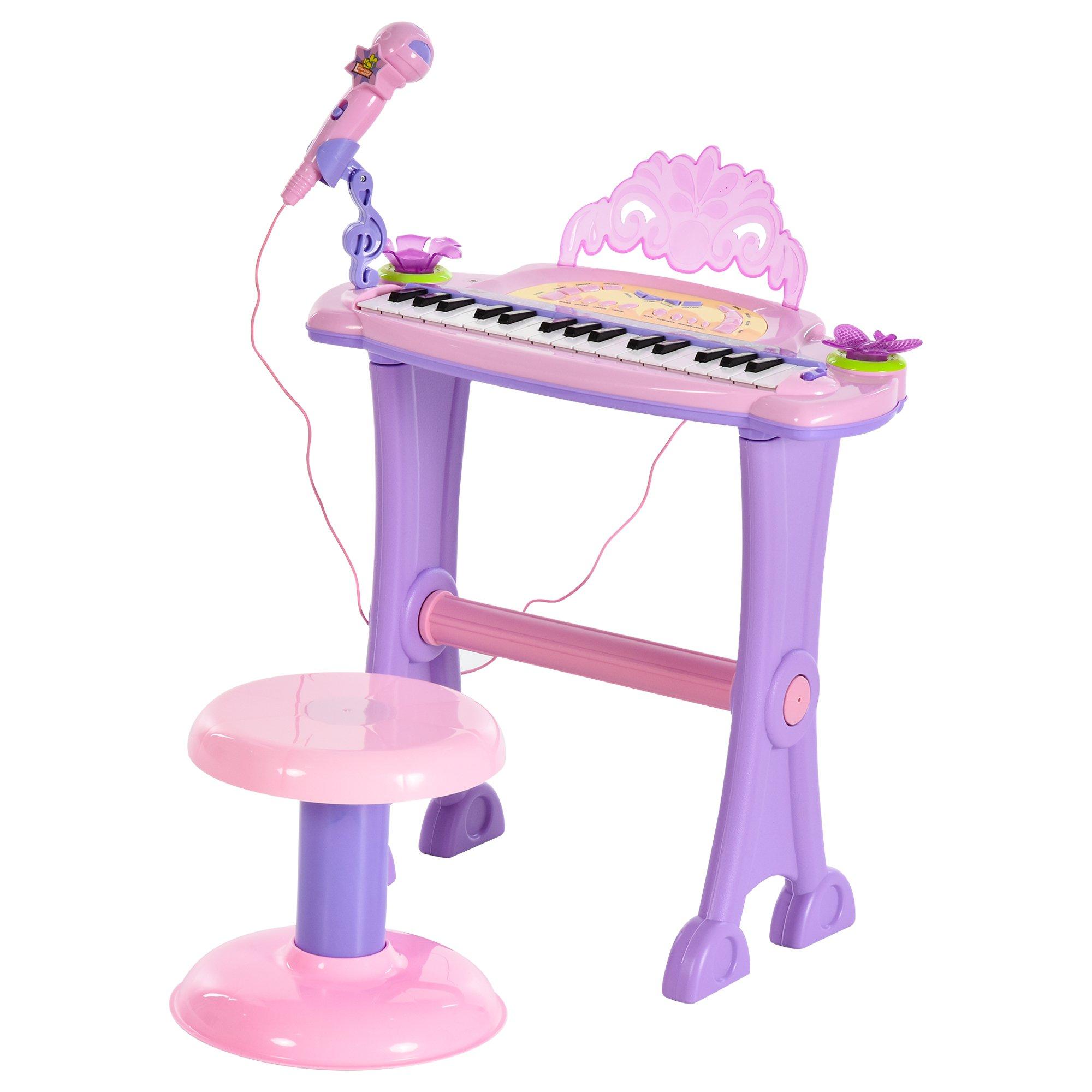 Mini Battery Organ Piano Microphone Stool 32 Key Keyboard Kids Toy