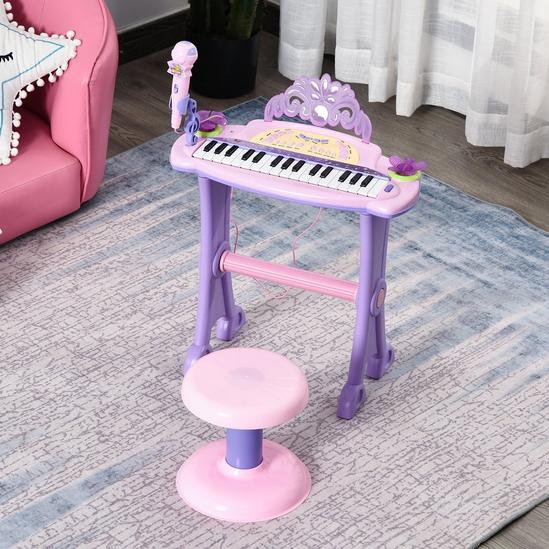 HOMCOM Mini Battery Organ Piano Microphone Stool 32 Key Keyboard Kids Toy 2