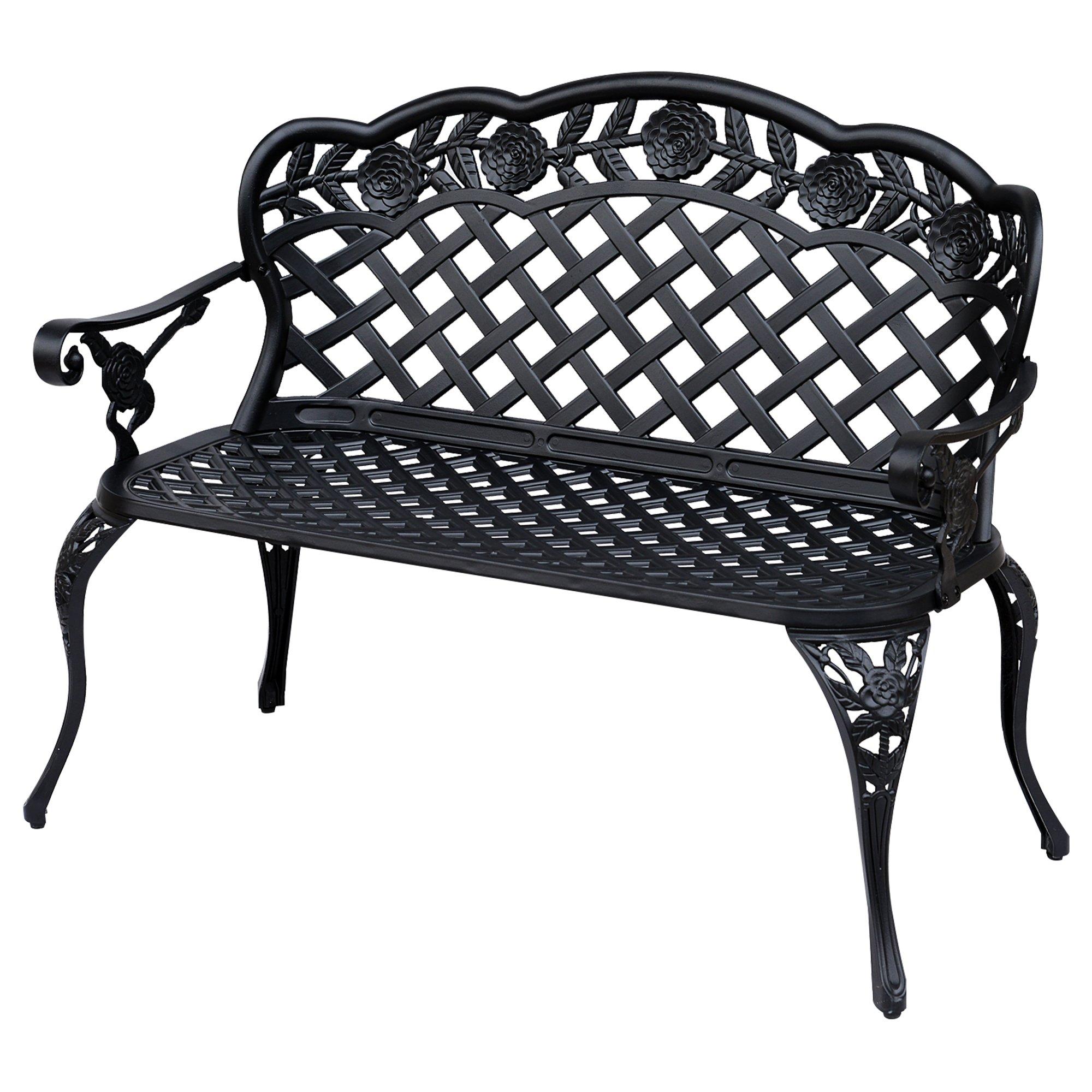 Garden Bench Park Chair Cast Aluminium Outdoor 2-seater Outdoor