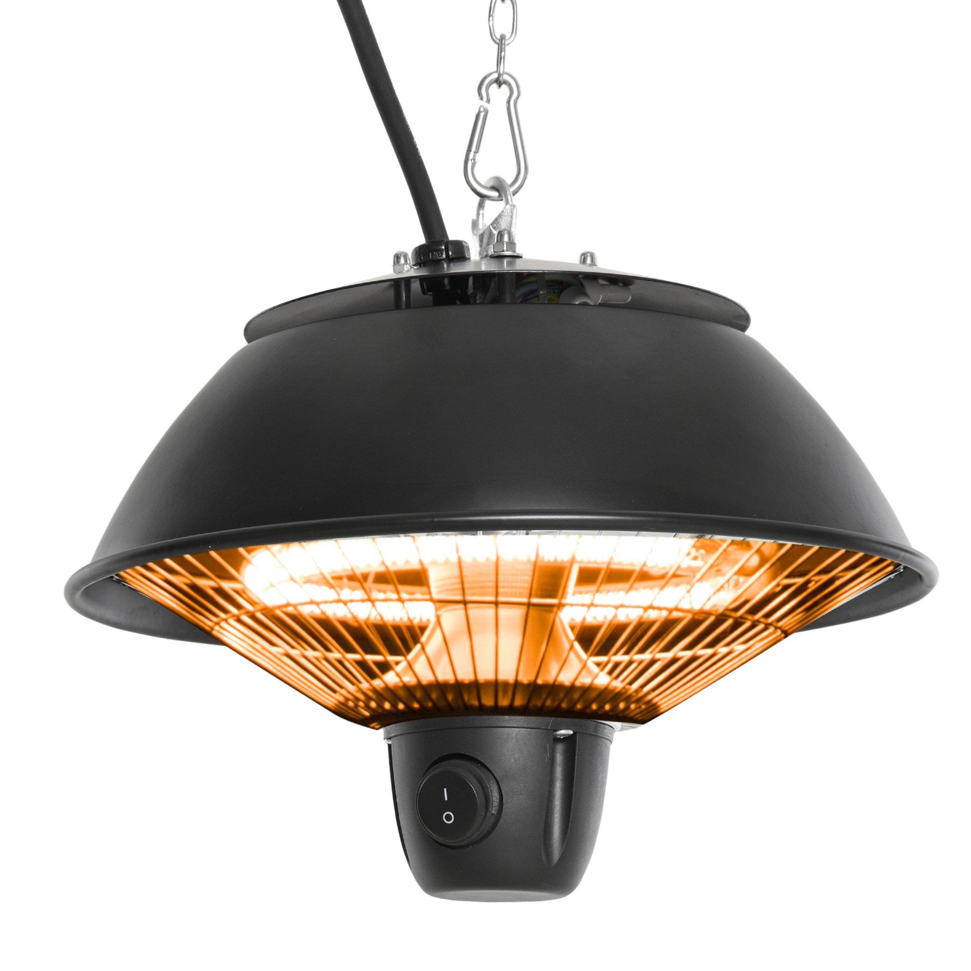 600W Electric Heater Ceiling Hanging Halogen Light w/ Hook Chain