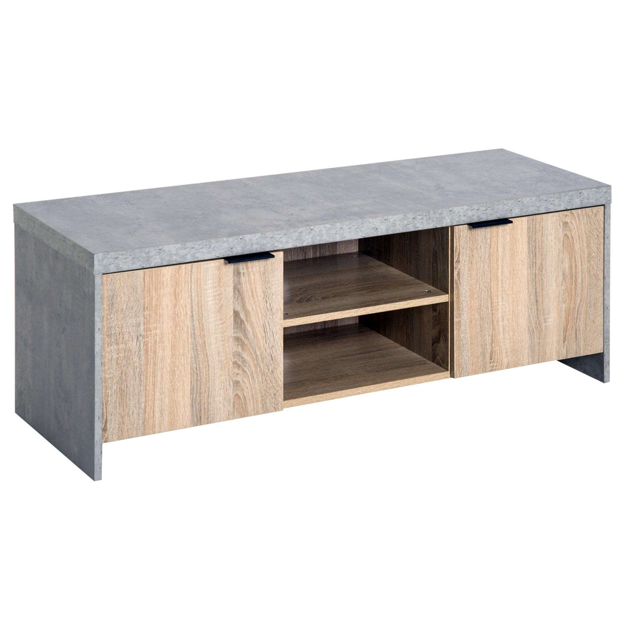 Modern TV Cabinet Stand Unit Wooden Media Storage Space Shelves