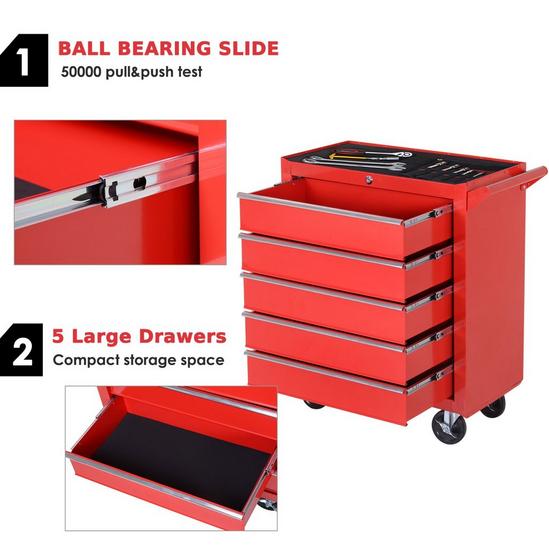 DURHAND Roller Tool Cabinet Stoarge Box 5 Drawers Wheels Garage Workshop 4