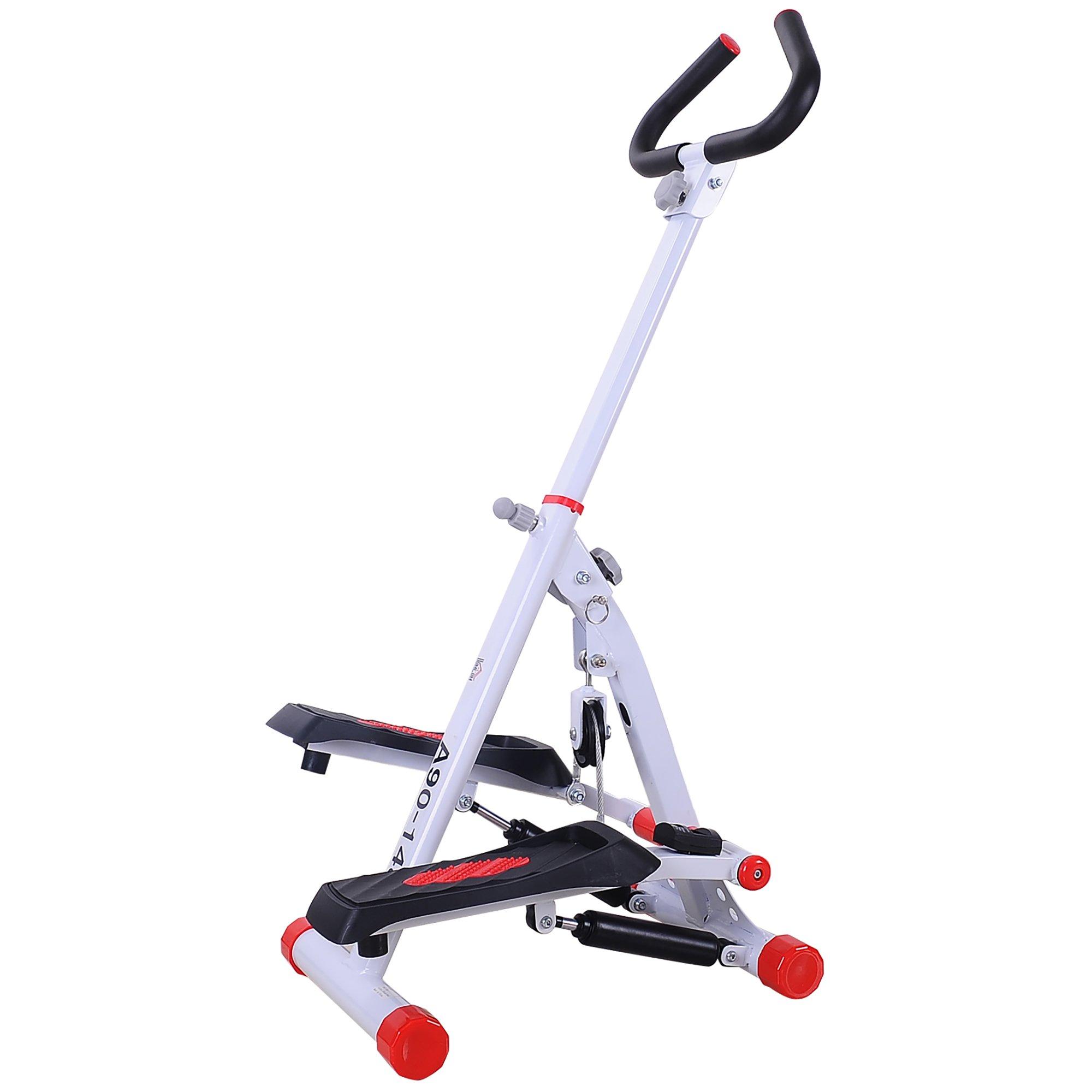 Foldable Stepper Adjustable Step Machine with Handlebar LCD Display