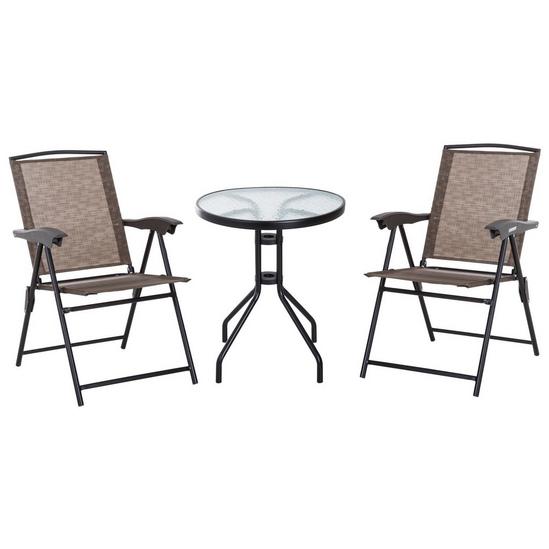 OUTSUNNY Patio Bistro Set Folding Chairs Garden Coffee Table for Balcony 1