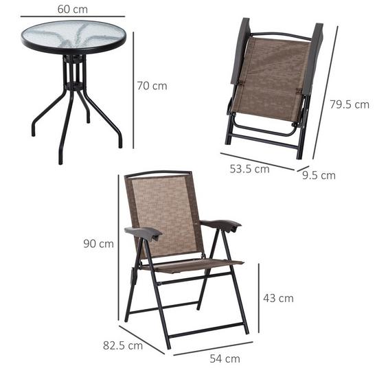 OUTSUNNY Patio Bistro Set Folding Chairs Garden Coffee Table for Balcony 5