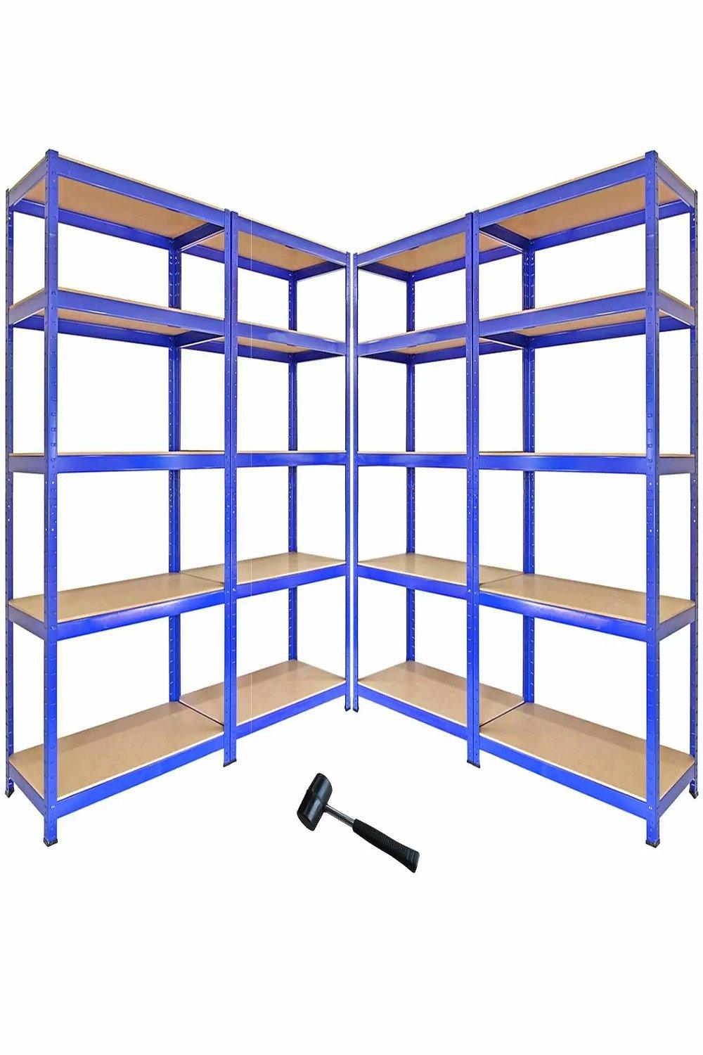 T-Rax Metal Storage Shelves, Blue, 90cm W, 45cm D, Set of 4