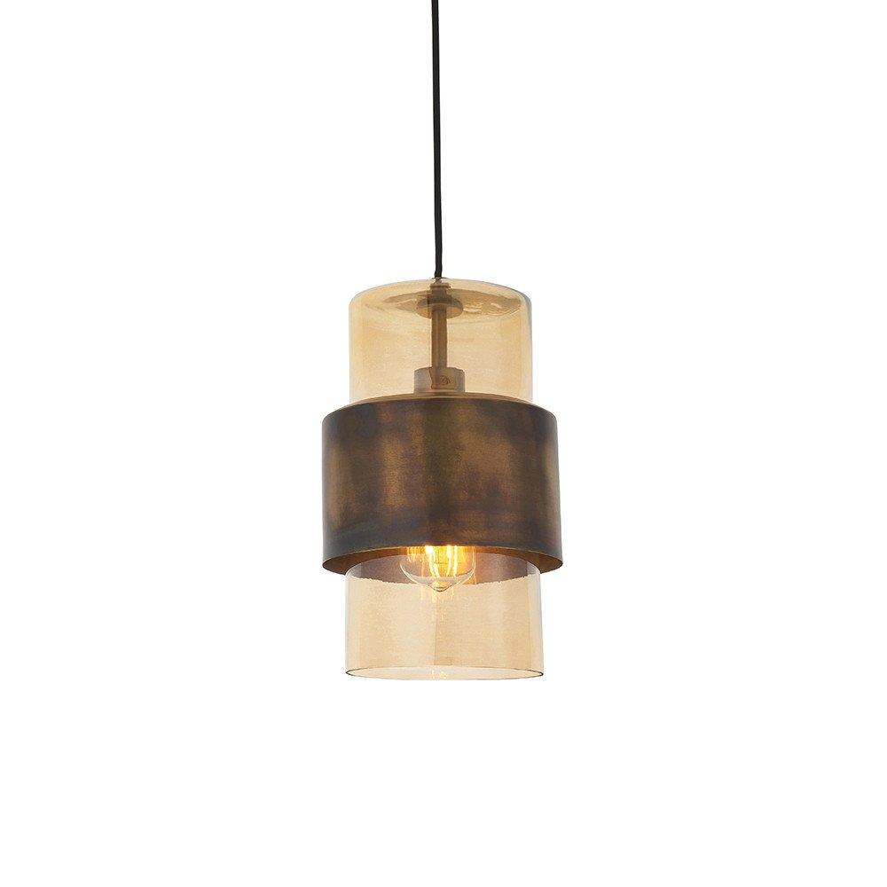 Palermo Pendant Ceiling Light Brass Patina & Champagne Lustre Glass