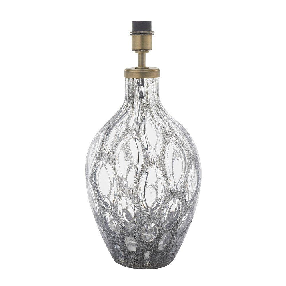 Vibo Table Lamp Charcoal Artisan Glass & Matt Antique Brass Plate