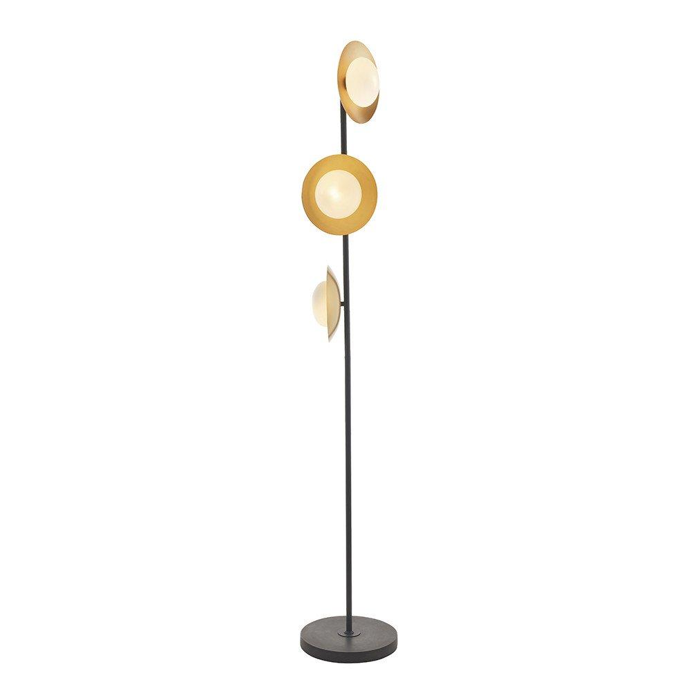 Tivoli 3 Light Floor Lamp Gold & Dark Bronze Finish With Opal Glass