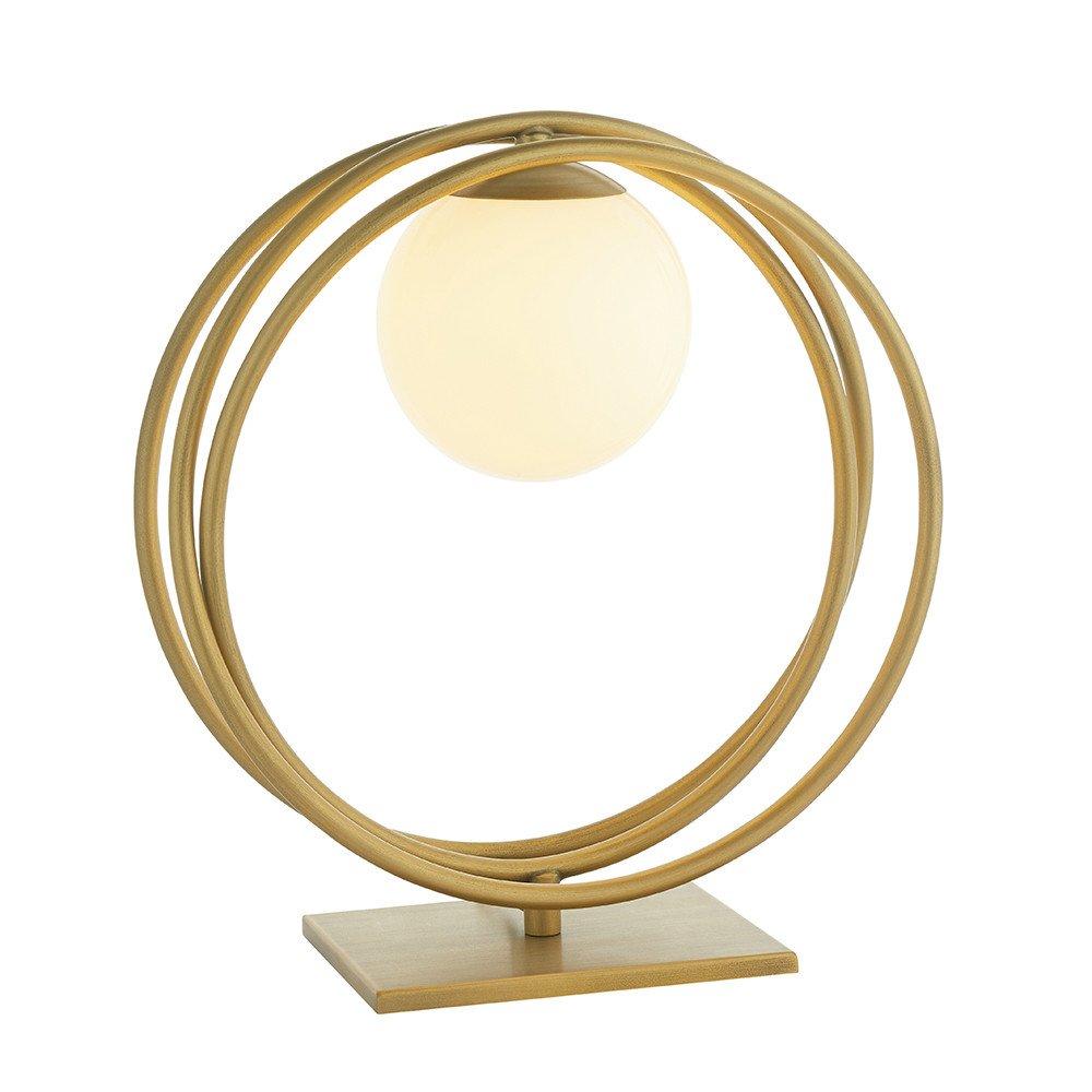 Bergamo Table Lamp Brushed Gold Paint & Gloss Opal Glass