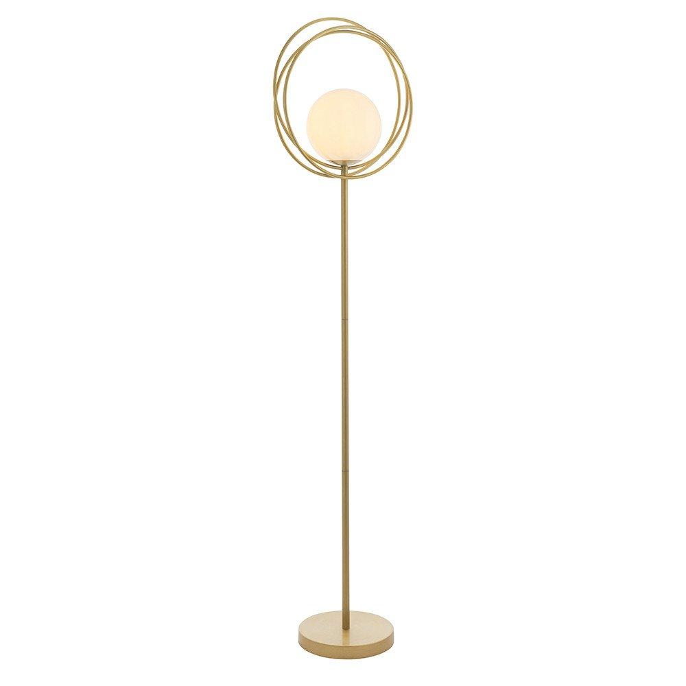 Bergamo Floor Lamp Brushed Gold Paint & Gloss Opal Glass