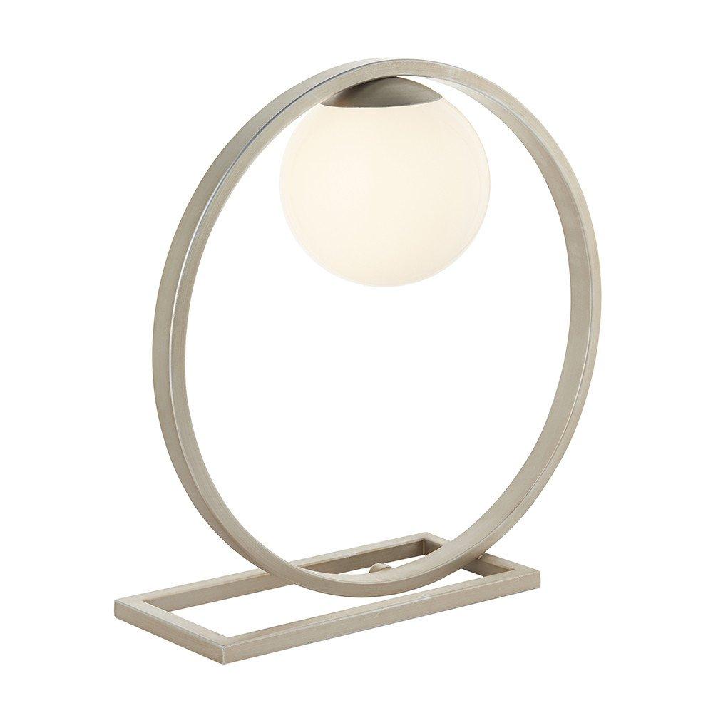 Ravello Table Lamp Brushed Silver Finish & Gloss Opal Glass