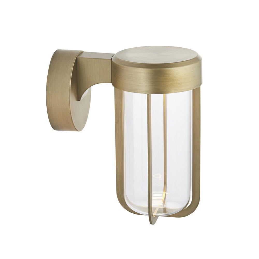 Benevento Outdoor Integrated LED Wall Lamp Brushed Gold Finish & Clear Glass IP44