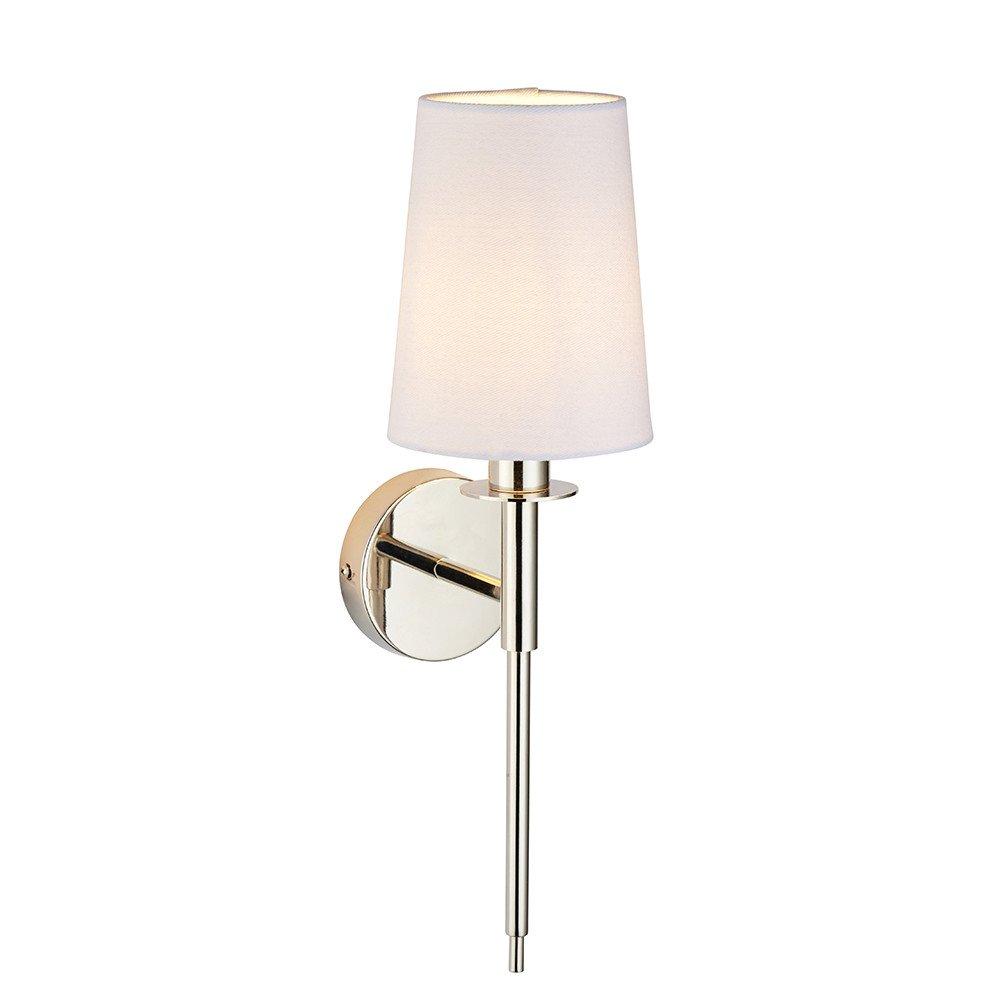 Florence Wall Lamp Bright Nickel Plate & Vintage White Fabric