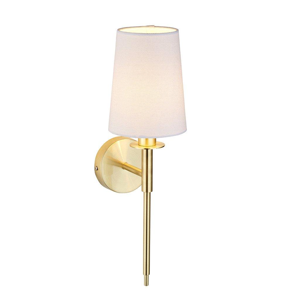 Florence Wall Lamp Satin Brass Plate & Vintage White Fabric