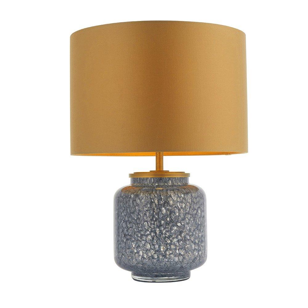 Courmayeur Table Lamp Cobalt Glass & Gold Satin Fabric