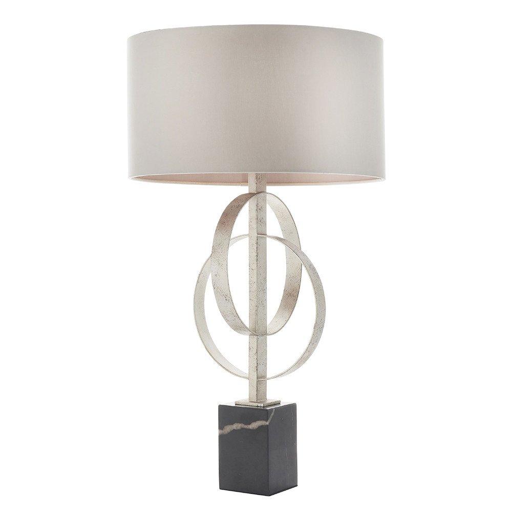 Trento Table Lamp Antique Silver Leaf & Mink Satin Fabric