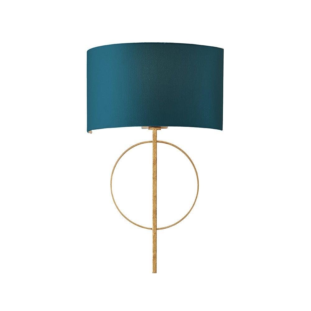 Trento Wall Lamp Antique Gold Leaf & Teal Satin Fabric
