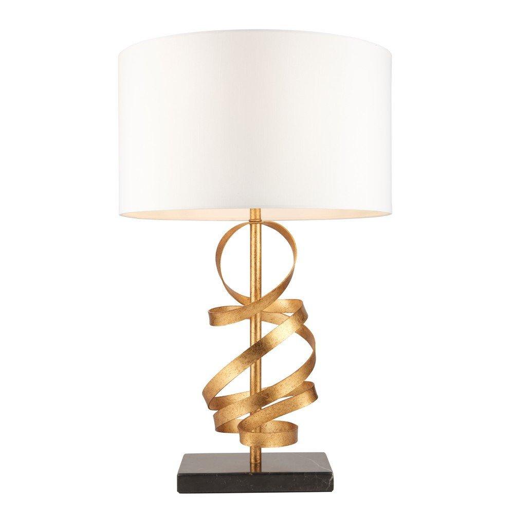 Sanremo Table Lamp Gold Leaf With Ivory Cotton And Black Marble