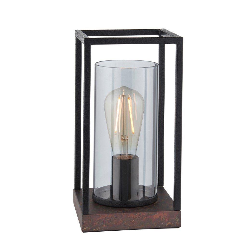 Pescasseroli Table Lamp Sand Black And Bronze Patina Finish With Grey Tinted Glass