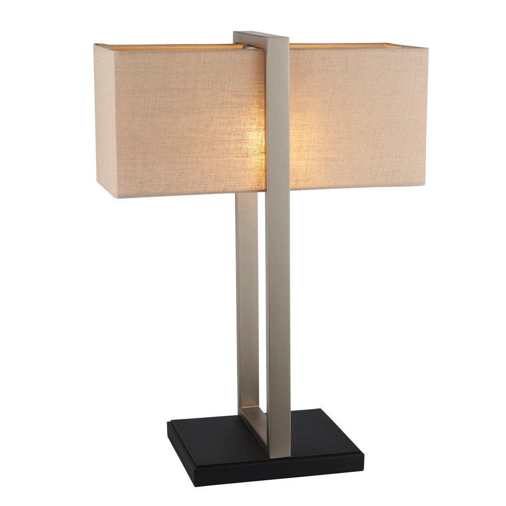 Livigno Table Lamp Satin Nickel Plate & Natural Linen