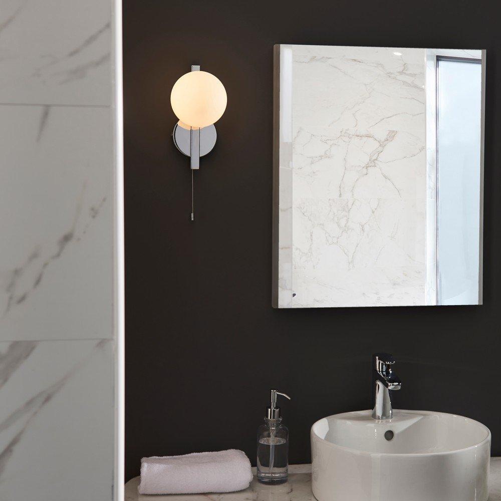 Riomaggiore Bathroom Wall Lamp Chrome Plate & Matt Opal Glass IP44