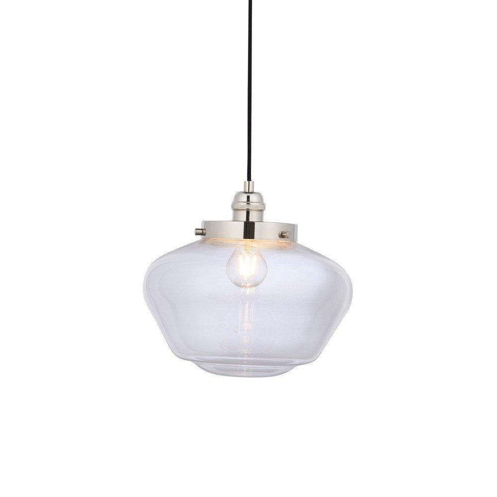 Finale Pendant Ceiling Light Bright Nickel Plate & Clear Glass