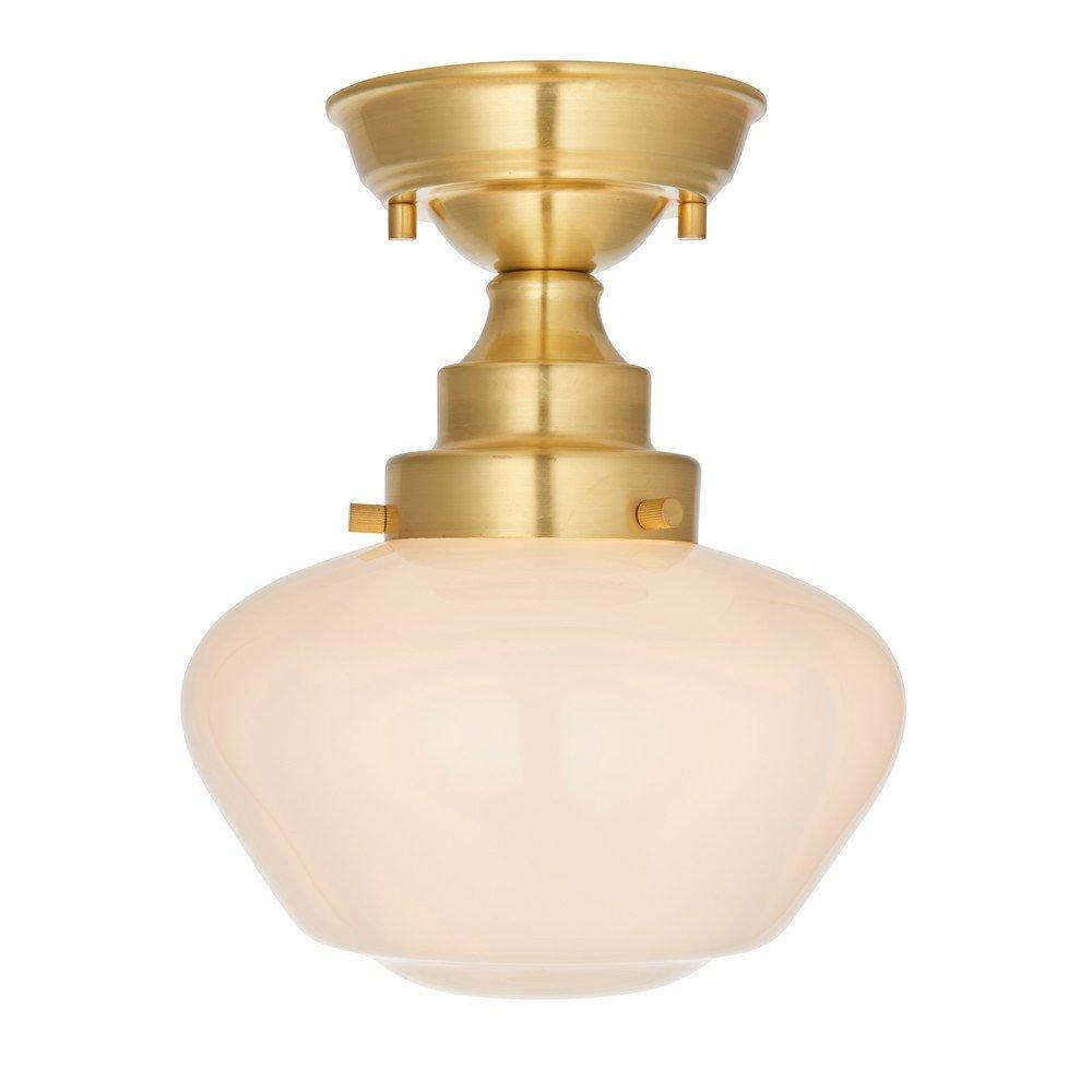 Finale Semi Flush Ceiling Light Brass Plate & Opal Glass