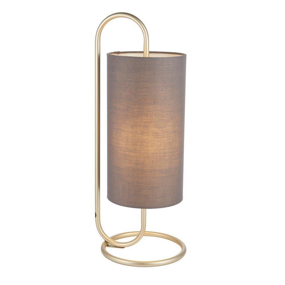 Arenzano Table Lamp Antique Brass Paint & Grey Fabric
