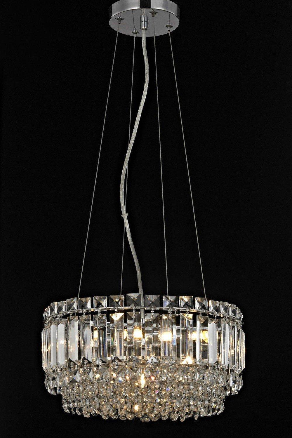 Alvery 5 Light Polished Chrome Clear Crystal Round Ceiling Pendant
