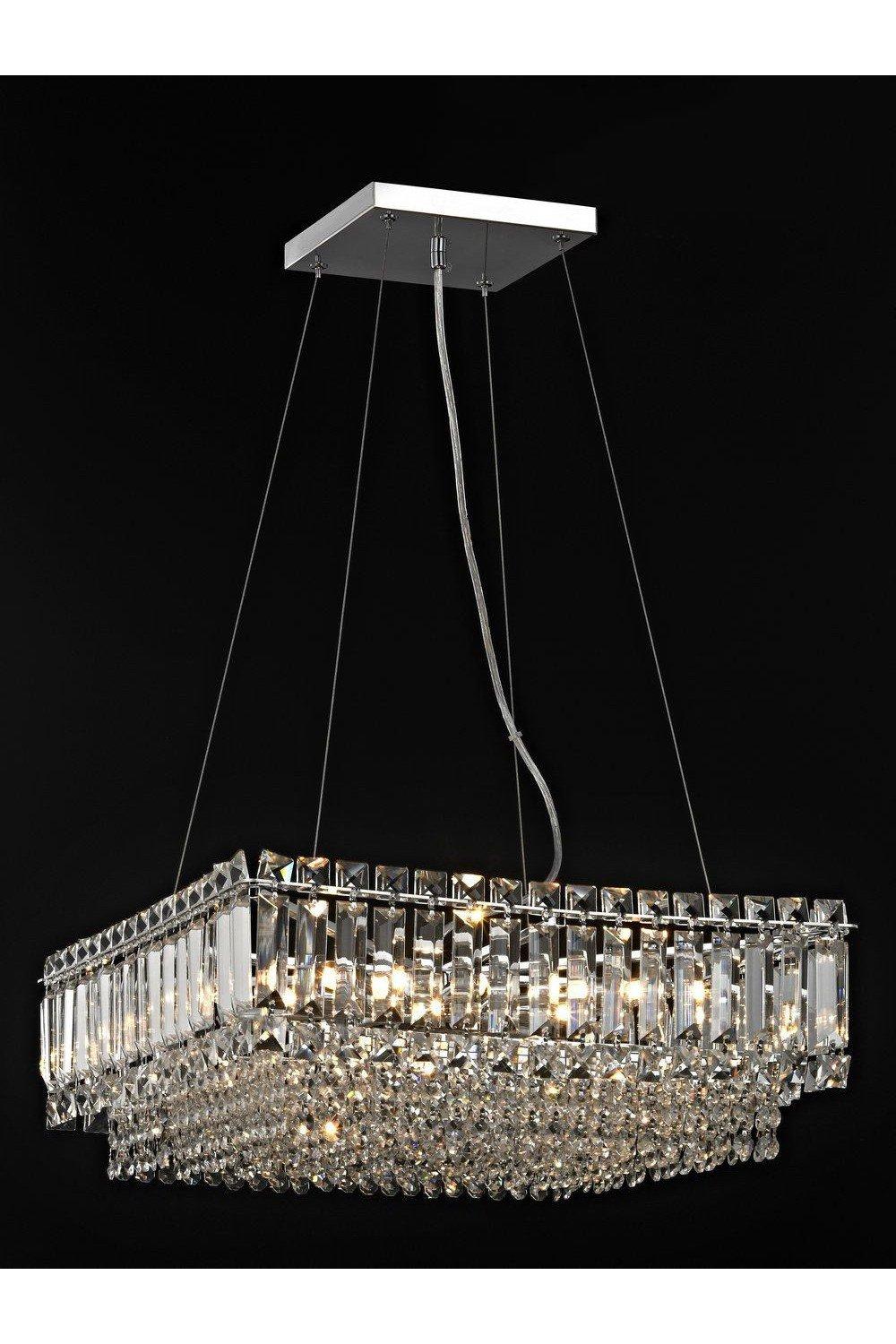 Alvery 9 Light Polished Chrome Ceiling Fitting Square Clear Crystal