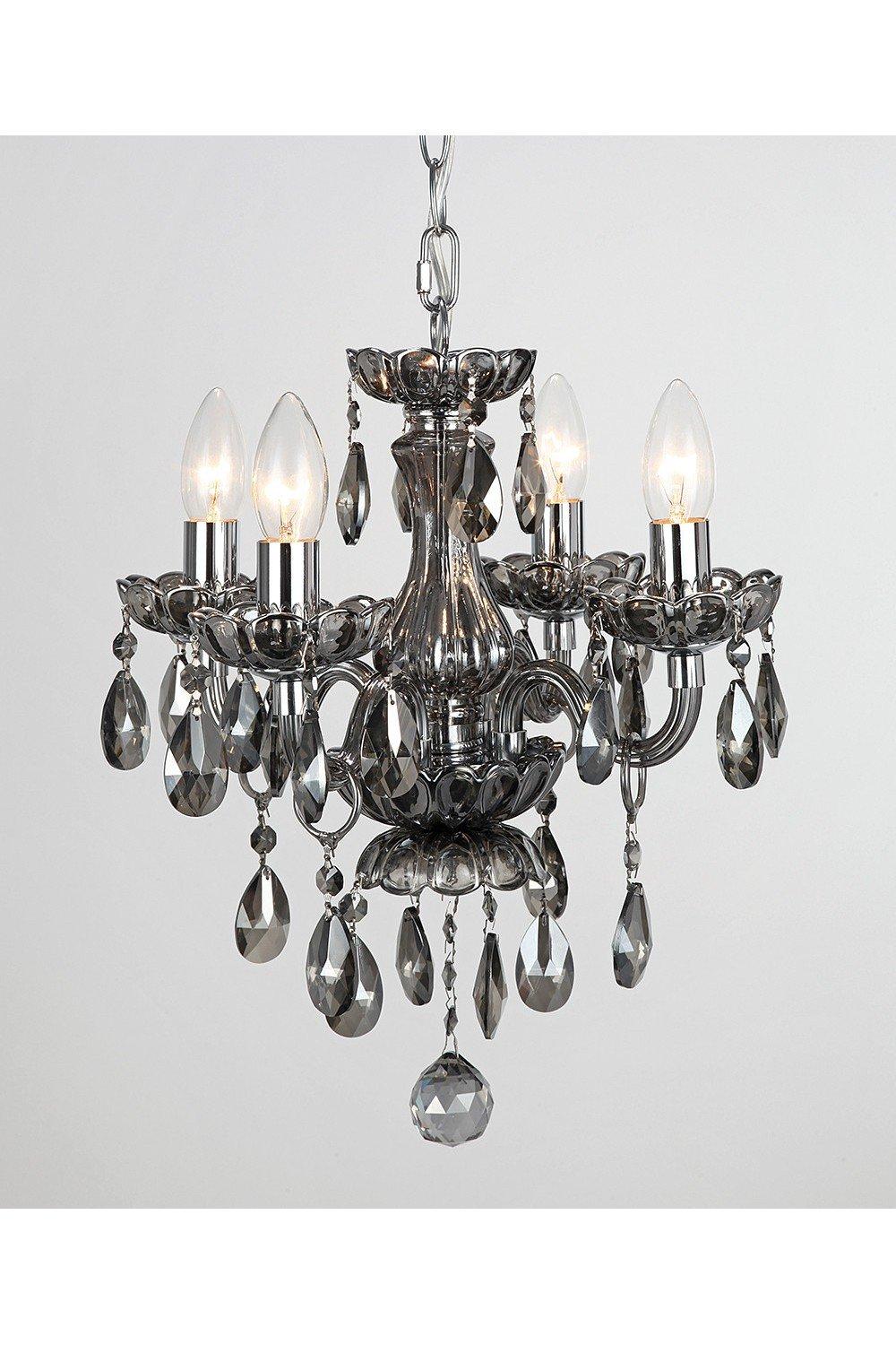 Rodeo Smoke Crystal 4 Arm Chandelier
