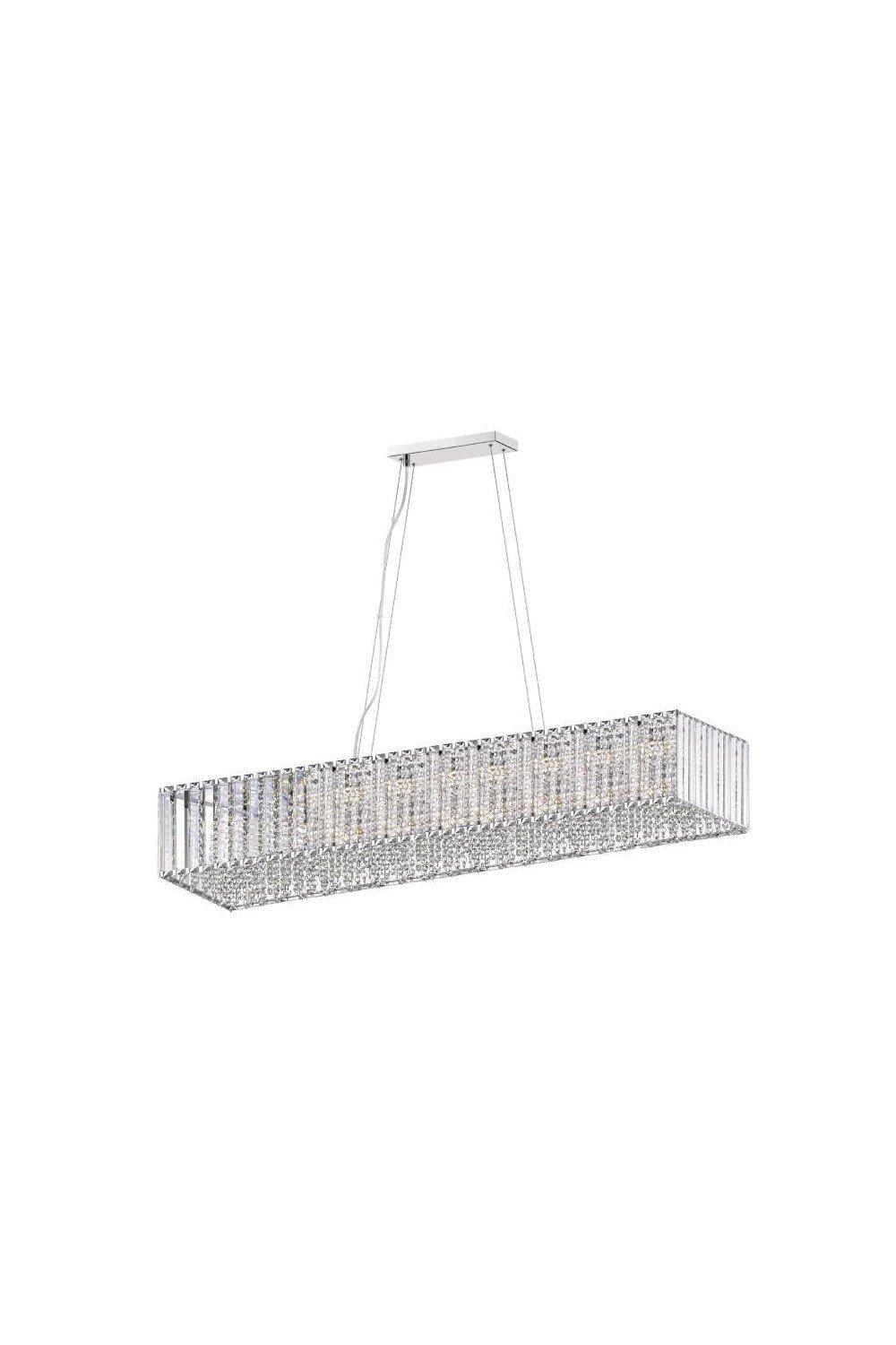Diore 11 Light Oblong Chrome Crystal Bar Pendant Ceiling Light