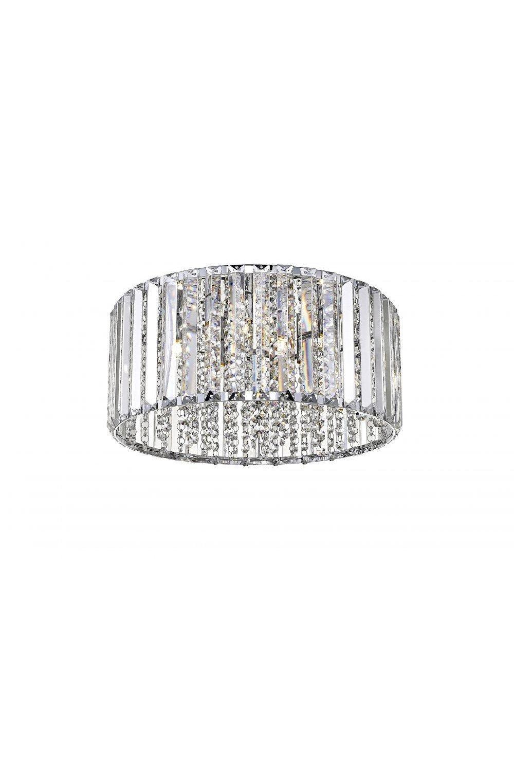 Diore 5 Light Flush Ceiling Light Chrome Crystal