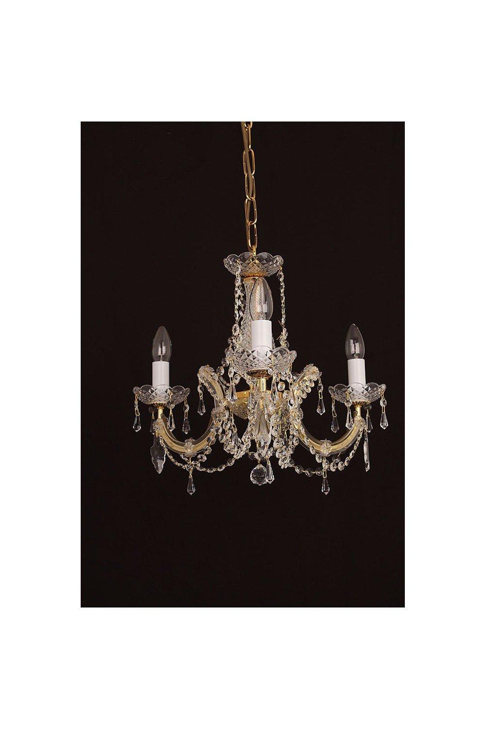 Marie Theresa Glass Gold 3 Arm Chandelier