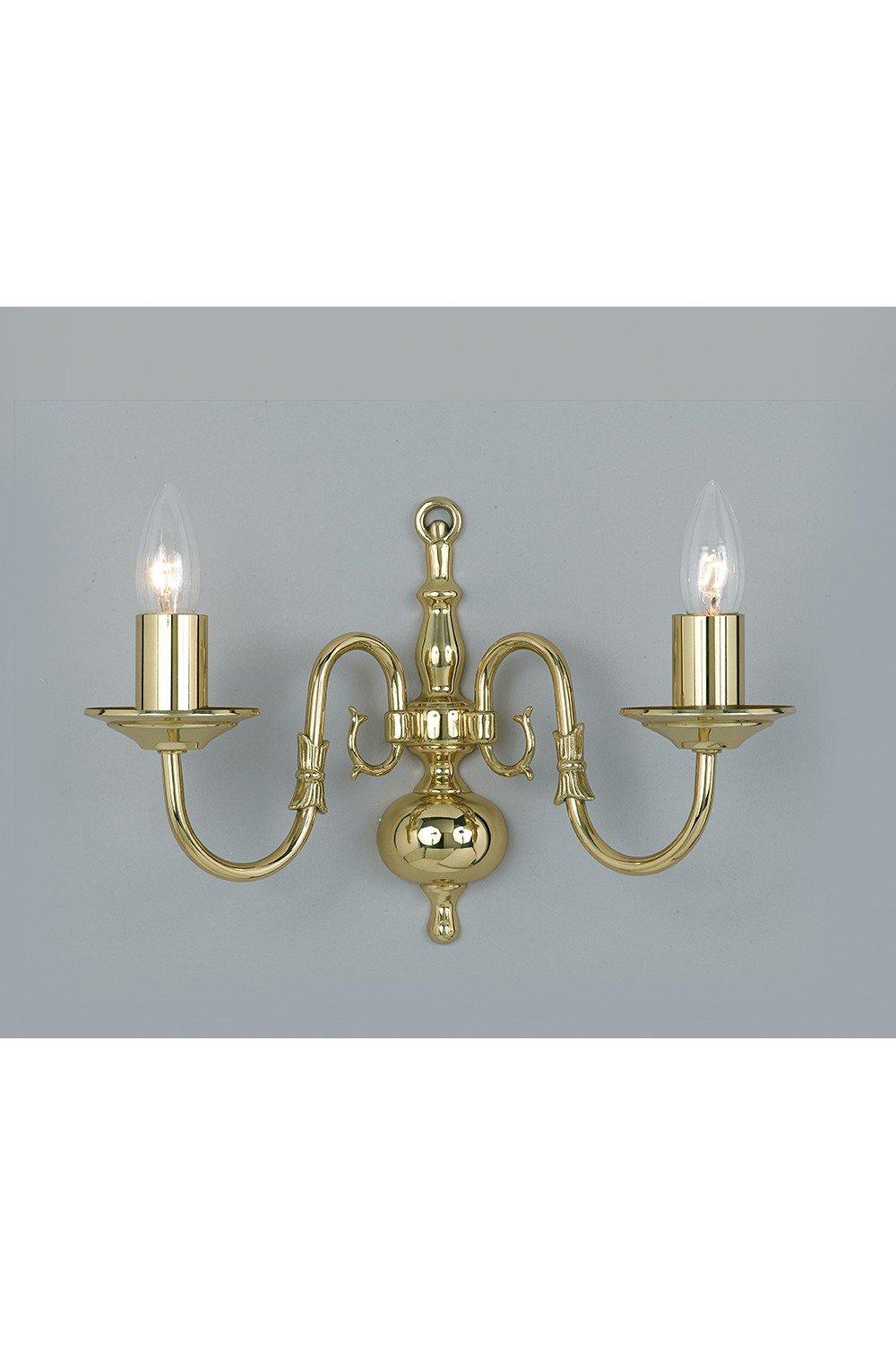 Flemish Polished Brass Candle Wall Lamp