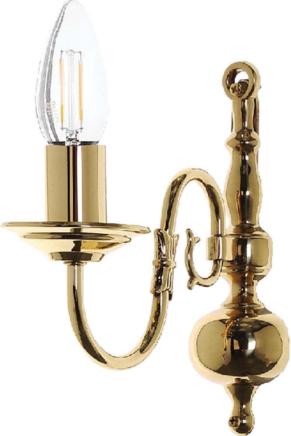 Flemish 1 Light Polished Brass Candle Wall Lamp