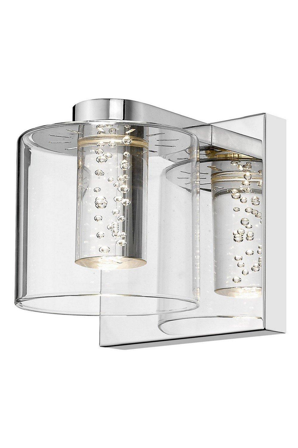 Contemporary Integrated LED Cylindrical Wall Lamp Chrome Glass 3000K