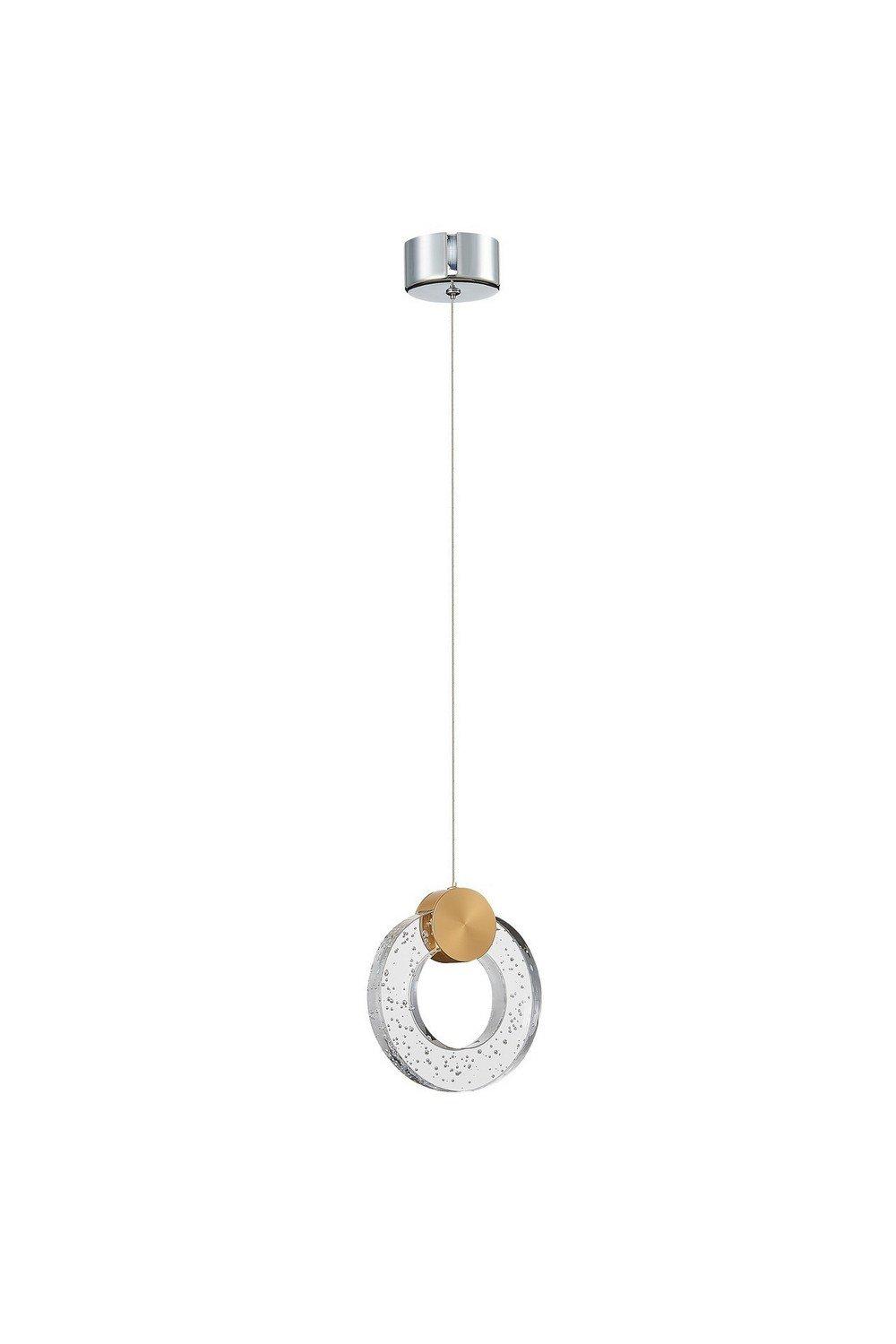 Contemporary Integrated LED Pendant Ceiling 1 Light Gold Glass