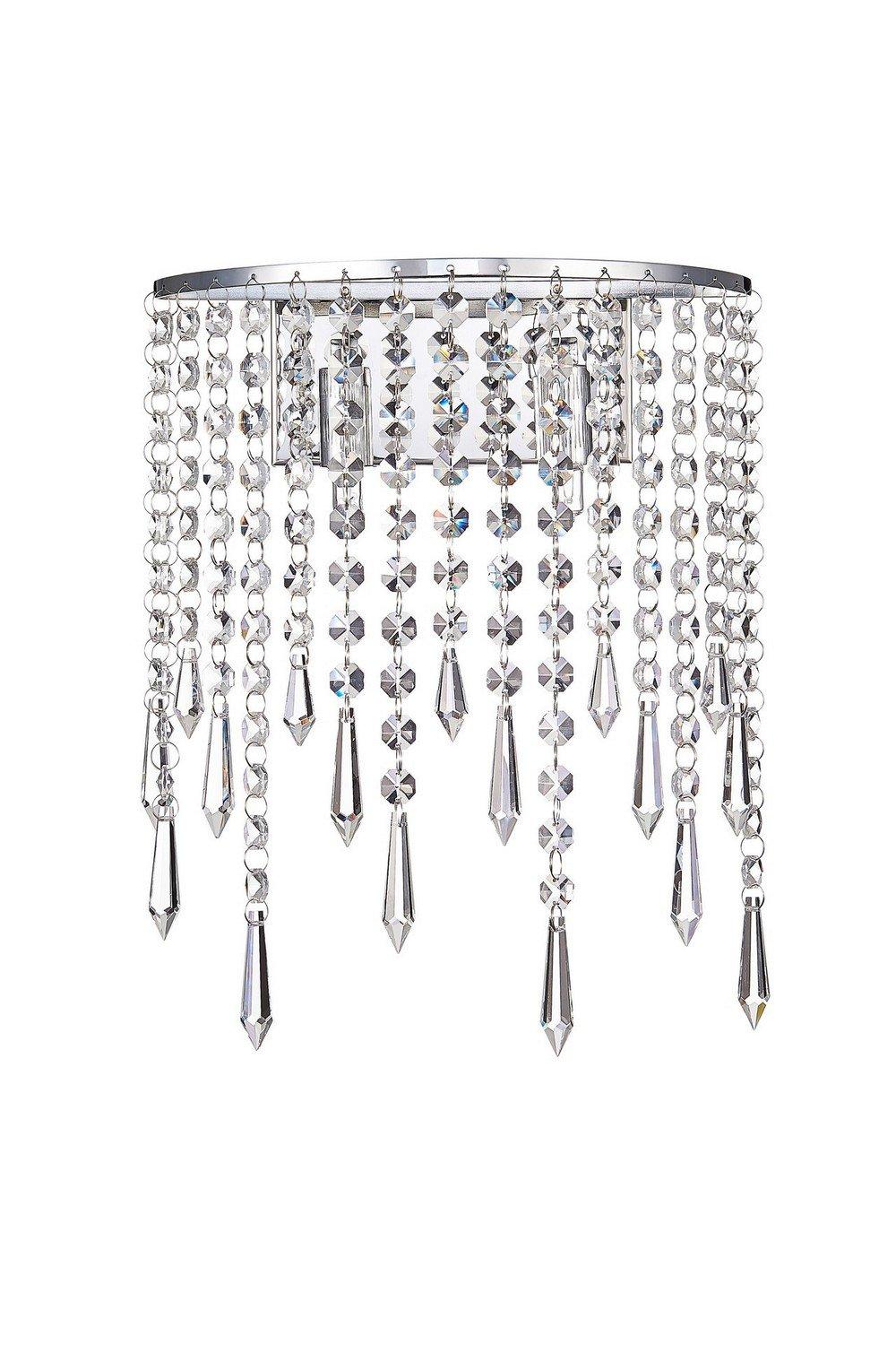 Contemporary Wall Lamp Chrome Hanging Crystal