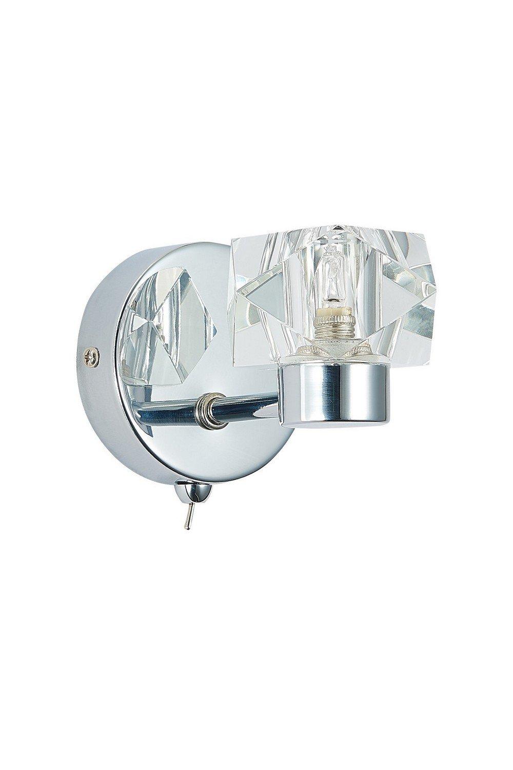 Contemporary Wall Lamp Chrome Crystal Cube