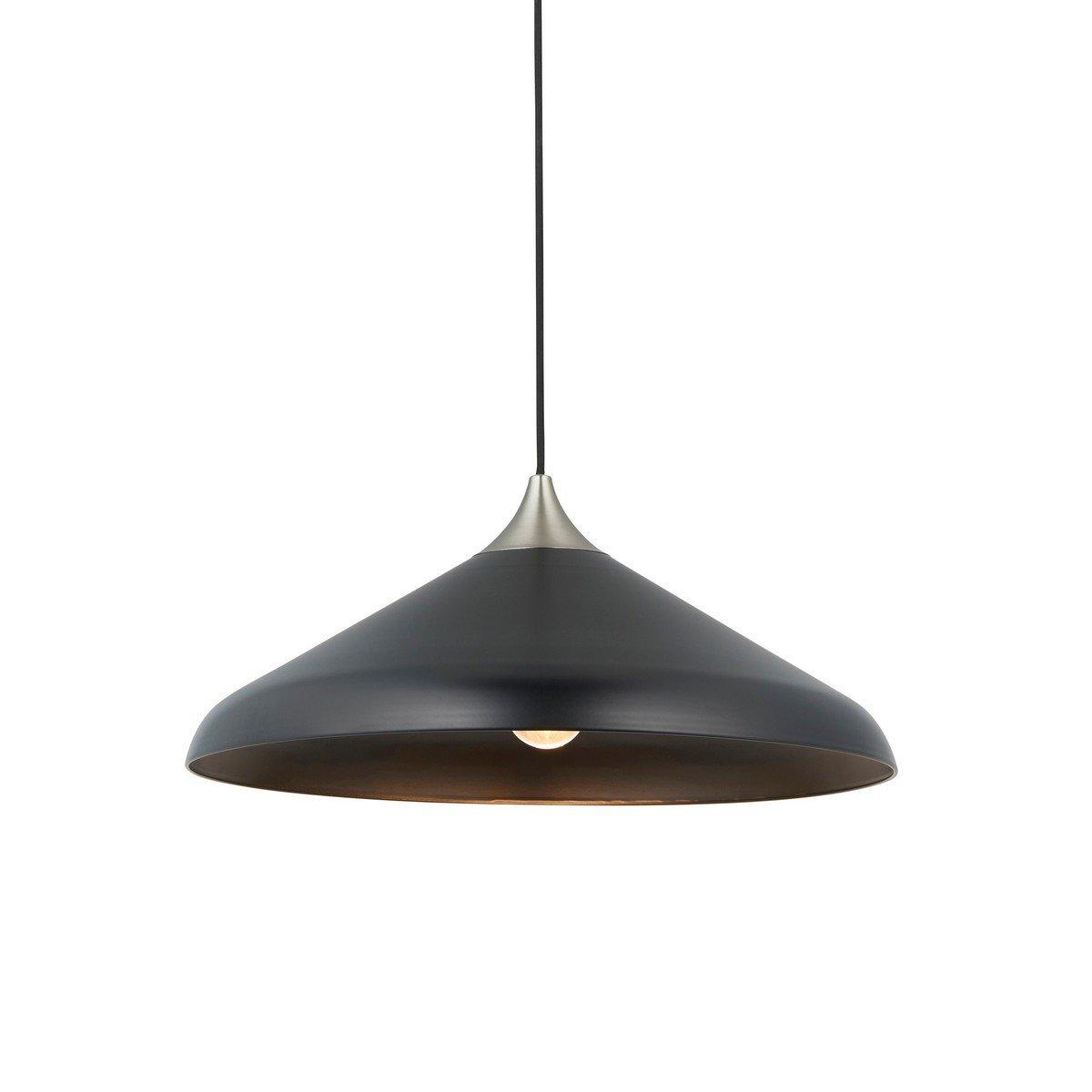 Milan Single Pendant Ceiling Lamp Matt Black Matt Nickel Plate