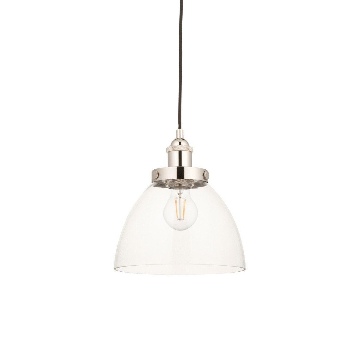 Parma Single Pendant Ceiling Lamp Bright Nickel Plate Glass