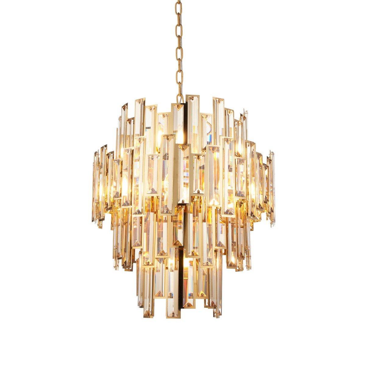 Latina Single Pendant Ceiling Lamp Gold Effect Plate Champagne Crystal