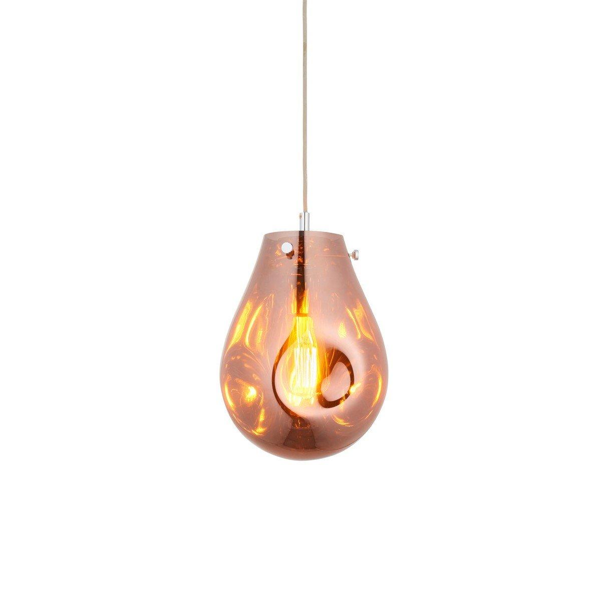Perugia Single Pendant Ceiling Lamp Copper Metallic Glass Chrome Plate