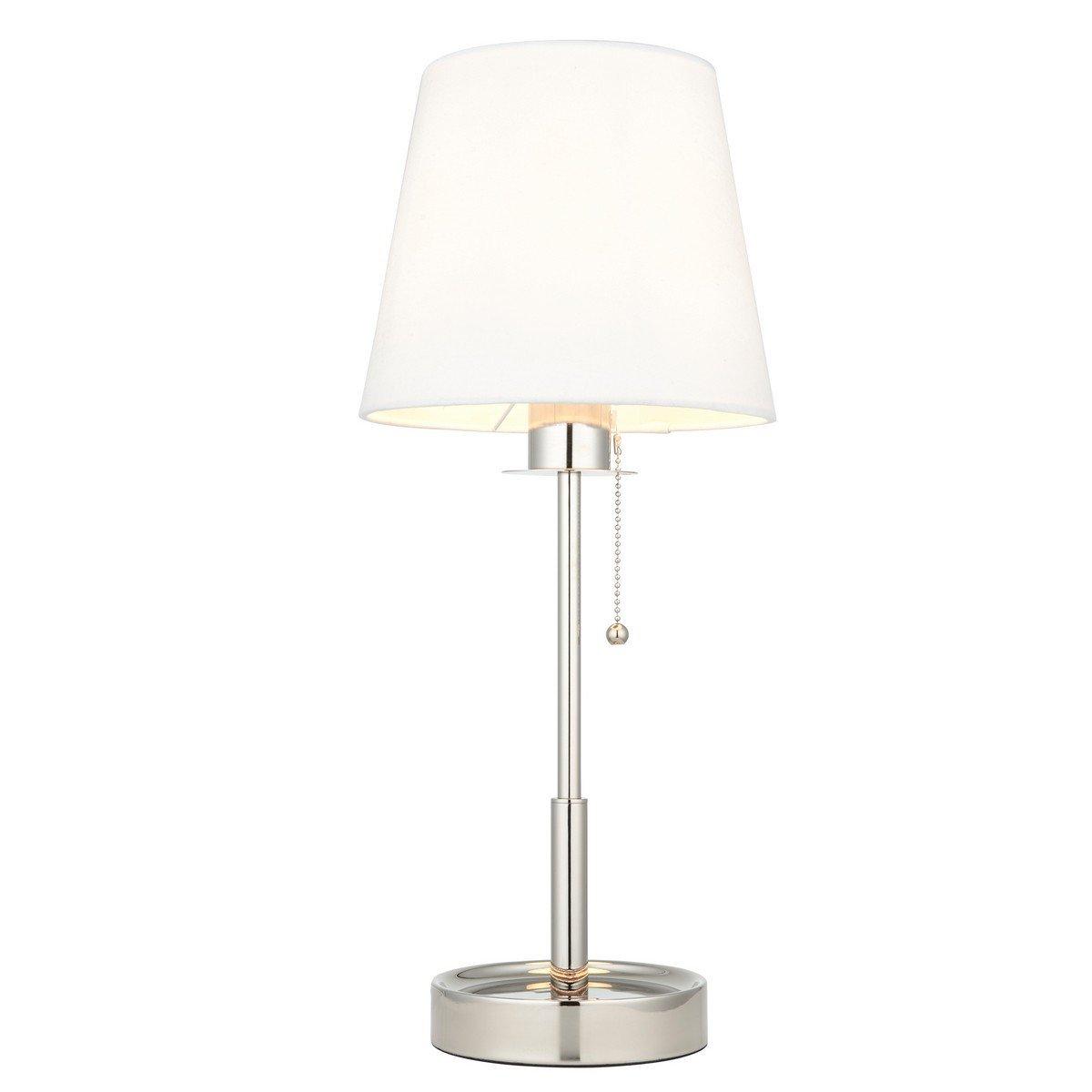 Florence Base & Shade Table Lamp Bright Nickel Plate Vintage White Fabric