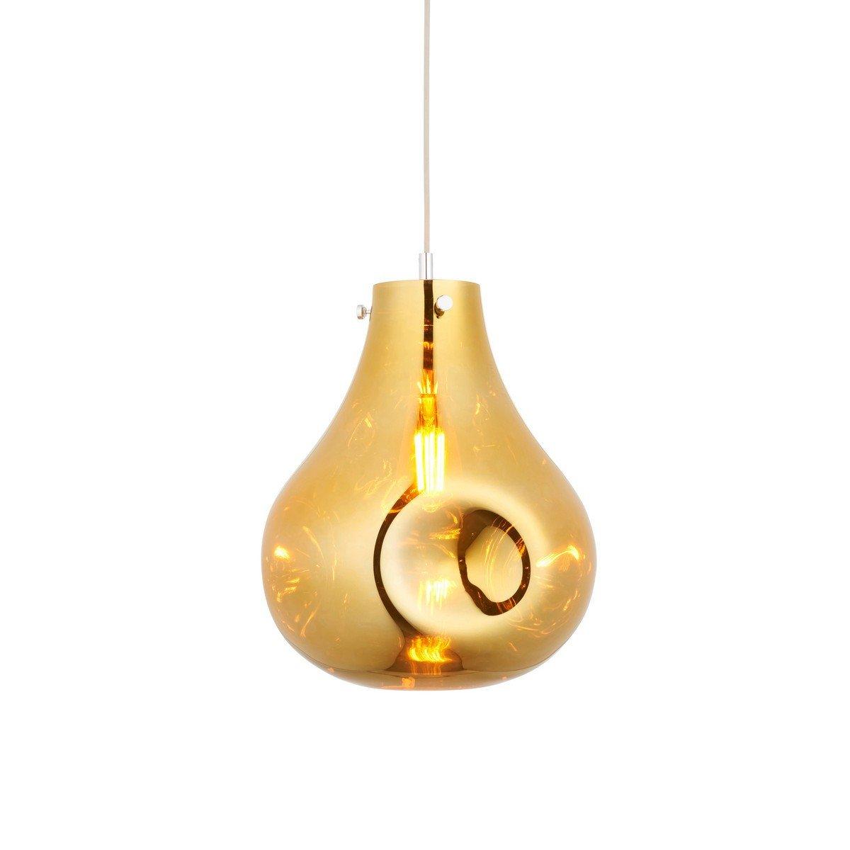 Perugia Single Pendant Ceiling Lamp Gold Metallic Glass Chrome Plate